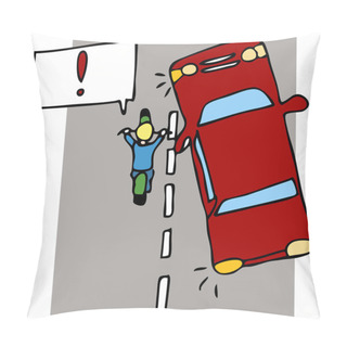 Personality  An Image Of A Motorcycle Accident With A Car. Pillow Covers