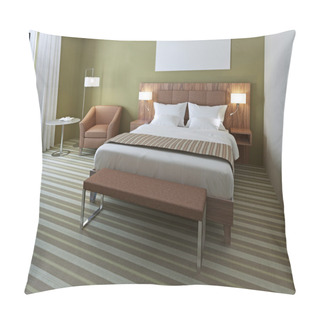 Personality  Beautiful Double Bed In Olive Bedroom Pillow Covers