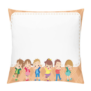 Personality  Illustration Of Cute Kids In Autumn. Pillow Covers