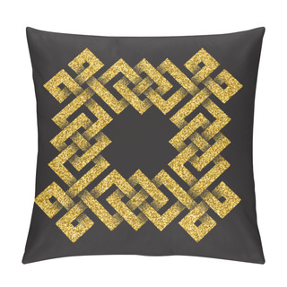 Personality  Golden Glittering Symbol In Square Maze Form Pillow Covers