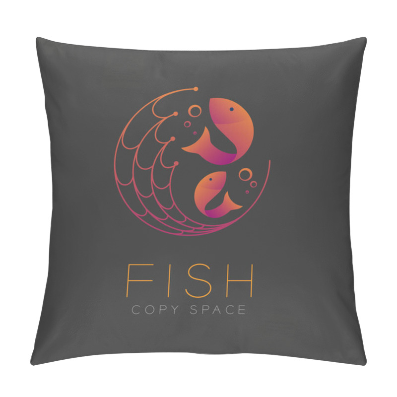 Personality  Fish symbol icon and fishing net, air bubble set pillow covers