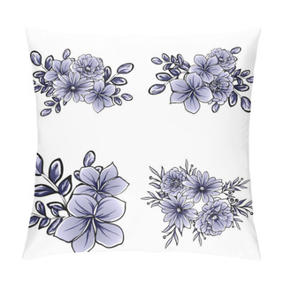 Personality  Monochrome Vintage Style Flowers On White Background Pillow Covers