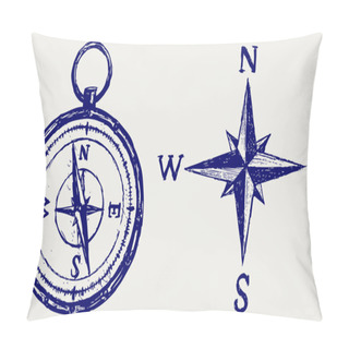 Personality  Compass Sketch Pillow Covers
