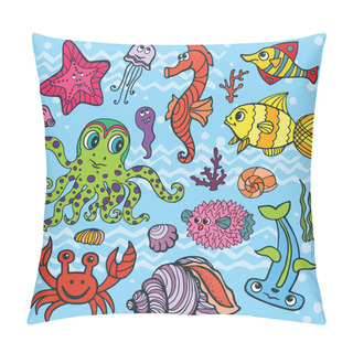 Personality  Cartoon Linear  Sea Life Doodle Pillow Covers