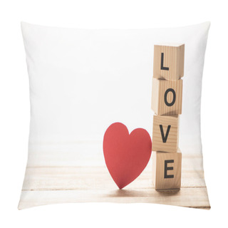 Personality  Heart With Love Sign On Wooden Cubes Pillow Covers