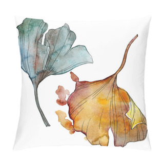 Personality  Ginkgo Biloba Leaf. Leaf Plant Botanical Garden Floral Foliage. Watercolor Background Illustration Set. Watercolour Drawing Fashion Aquarelle Isolated. Isolated Ginkgo Illustration Element. Pillow Covers