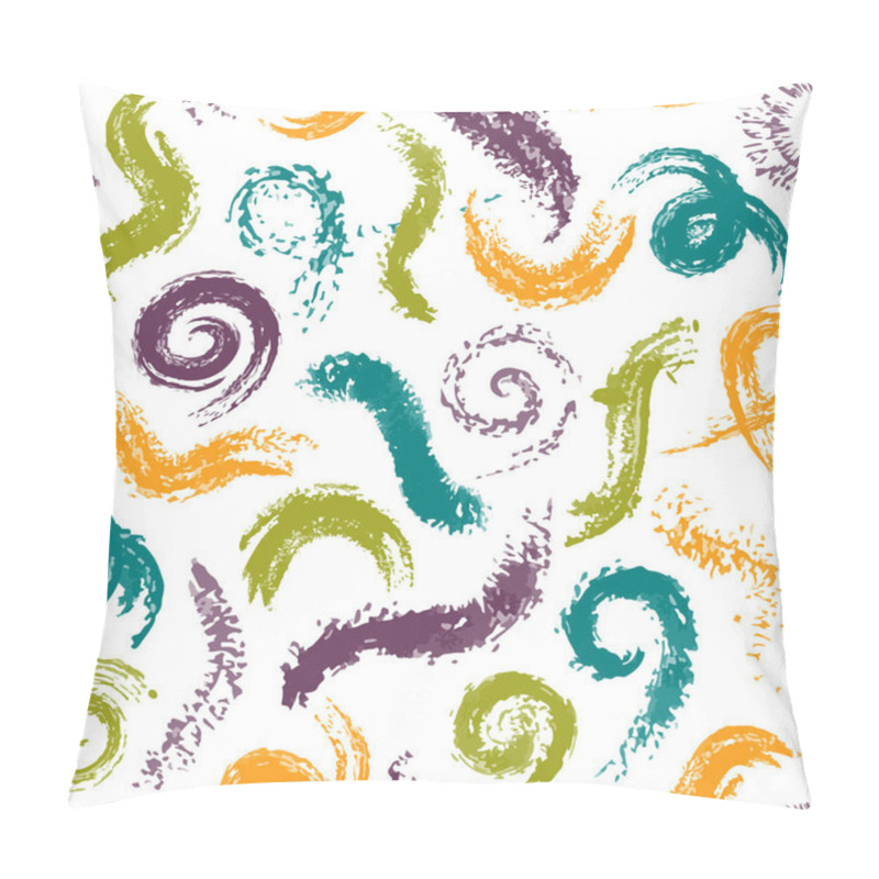 Personality  Vector Dry Brush Twirl Pattern Colorful on White pillow covers