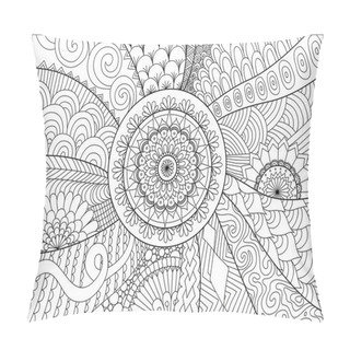 Personality  Flowers And Mandalas Line Art For Coloring Book For Adult, Cards, And Other Decorations Pillow Covers