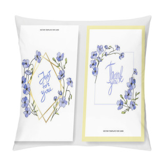 Personality  Vector Flax. Engraved Ink Art. Cards With 'thank You' And 'just For You' Lettering. Graphic Set Banner. Pillow Covers