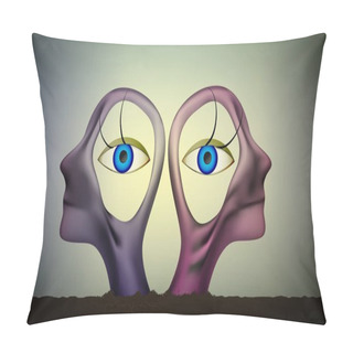 Personality  Six Feeling, Intuition View, The Same Point Of View Idea, People Heads With Eyes Inside, Surrealistic Sculpture, The Similar Souls, Pillow Covers