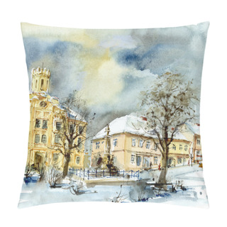 Personality  City Hall In Winter Pillow Covers