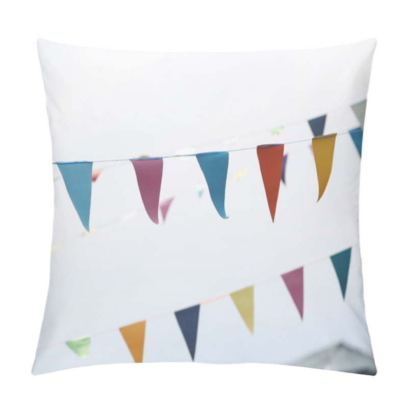 Personality  Festive flags on grey background. Close up pillow covers