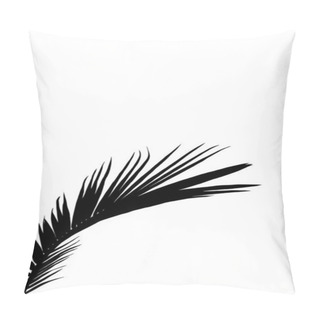 Personality  Black Palm Leaf Silhouette On Pure White Background, A Delicate Gray Silhouette Of A Coconut Leave, Creating A Tranquil And Minimalist Aesthetic. Pillow Covers