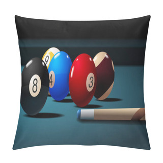 Personality  Billiard Table With Cue And Balls Pillow Covers