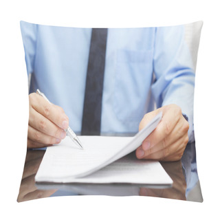 Personality  Businessman Is Checking Final Price In Contract Pillow Covers