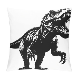 Personality  Dinosaur - Black And White Vector Illustration Pillow Covers