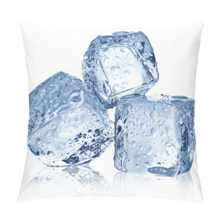 Personality  Three Ice Cubes On White Background. Pillow Covers