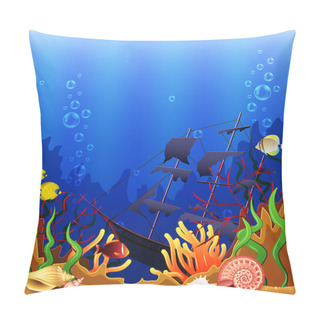 Personality  Sunken Ship Underwater Background Vector Pillow Covers