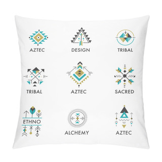 Personality  Esoteric, Alchemy, Sacred Geometry, Tribal And Aztec, Sacred Geometry, Mystic Shapes, Symbols Pillow Covers