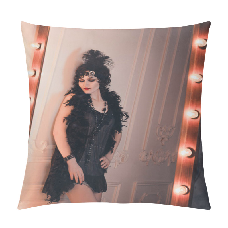 Personality  portrait in retro flapper style pillow covers