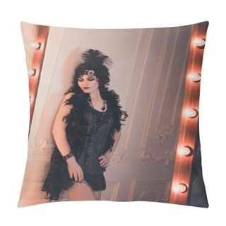 Personality  Portrait In Retro Flapper Style Pillow Covers