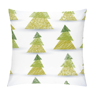 Personality  Christmass Tree Seamless Pattern, Hand Drawn Lines Textures Used Pillow Covers