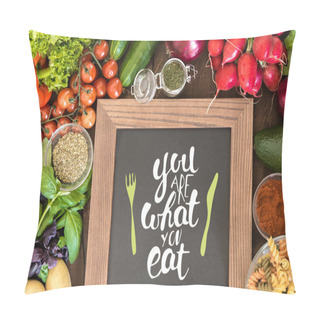 Personality  Chalkboard With Group Of Fresh Vegetables  Pillow Covers