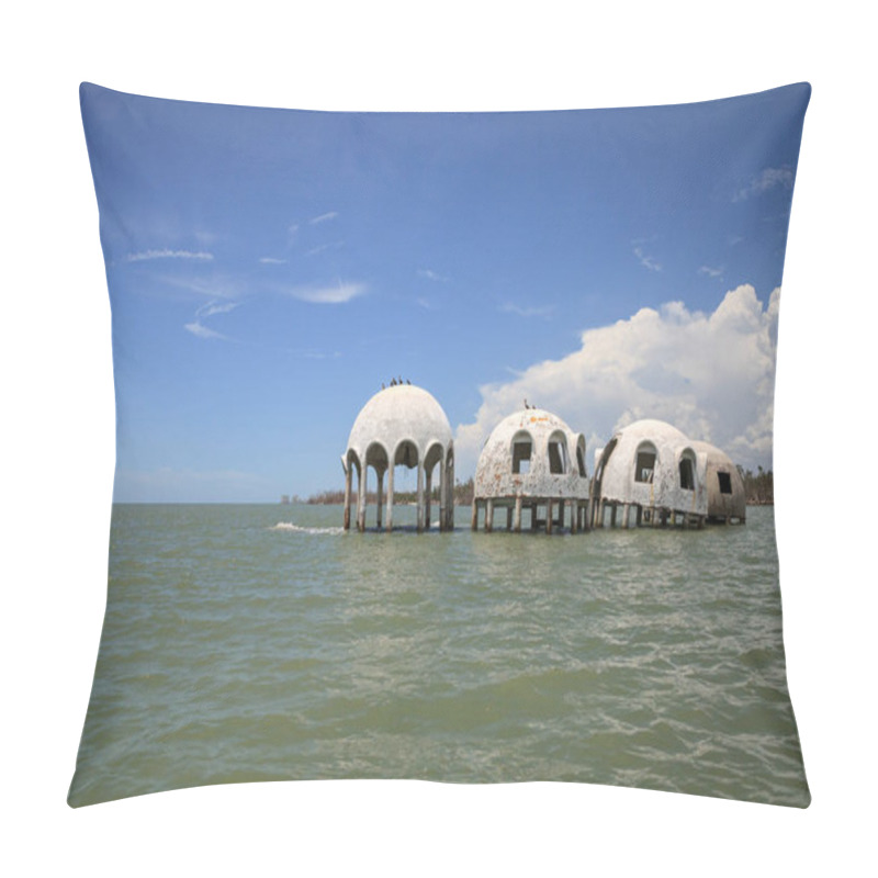 Personality  Blue sky over the Cape Romano dome house ruins in the Gulf Coast of Florida pillow covers