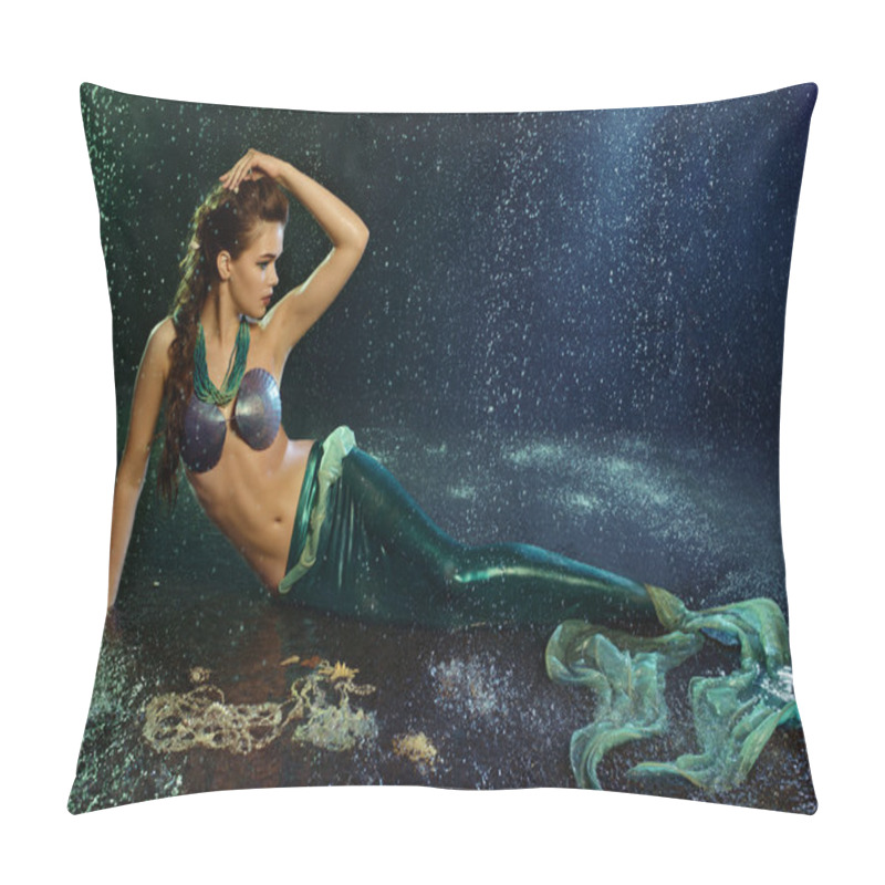 Personality  Young girl at the image of mermaid pillow covers