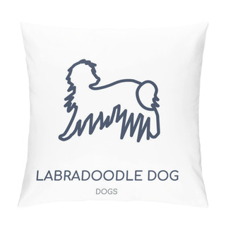 Personality  Labradoodle Dog Icon. Labradoodle Dog Linear Symbol Design From Dogs Collection. Simple Outline Element Vector Illustration On White Background. Pillow Covers