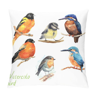 Personality  Hand Drawn Watercolor Birds. Pillow Covers