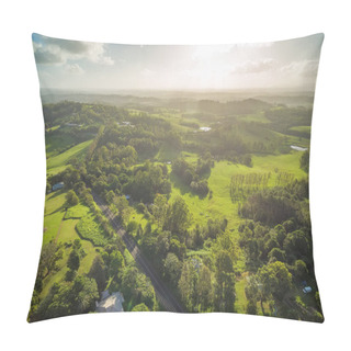 Personality  Aerial View Of Countryside With Meadows And Pastures At Sunset In New South Wales, Australia Pillow Covers
