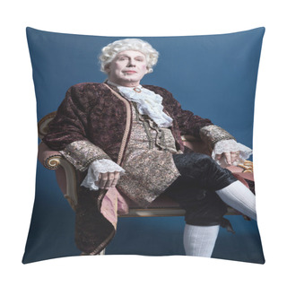 Personality  Retro Baroque Man With White Wig Sitting On Antique Couch. Studi Pillow Covers
