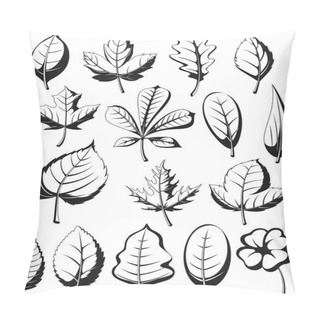 Personality  Silhouette Plant Leaves Illustration Leaf Outline Vector Set Pillow Covers
