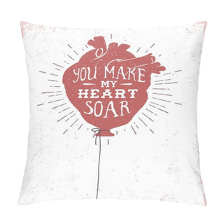 Personality  Romantic Poster With A Heart As A Balloon. Pillow Covers