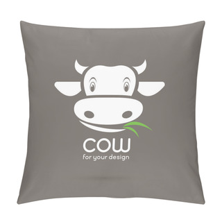 Personality  Vector Of A Cow Face With Grass On Brown Background. Farm Animal Pillow Covers