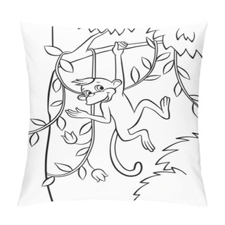 Personality  Little Monkey Swinging On The Tree Pillow Covers