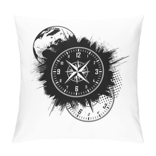 Personality  World Map Clock Grunge Background Pillow Covers