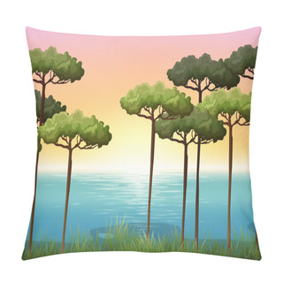 Personality  Nature Scene With Trees And Water Pillow Covers
