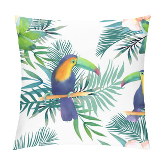 Personality  Watercolor Seamless Pattern With Toucans Pillow Covers