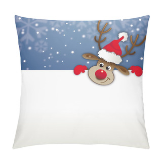 Personality  Reindeer Looks Over A Advertising Space Pillow Covers
