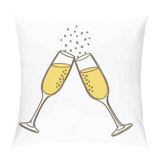 Personality  Champagne Glasses. Vector Illustration Pillow Covers