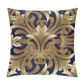 Personality  Baroque Gold Vector Seamless Pattern. Floral Background Pillow Covers