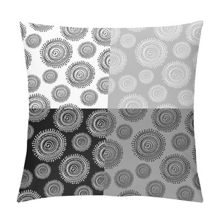 Personality  Black And White Ethnic Seamless Pattern With Circular Shapes Pillow Covers