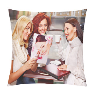 Personality  Group Drinking Coffee At Cafeteria. Pillow Covers