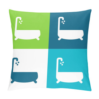 Personality  Bathtub With Water Dropping Flat Four Color Minimal Icon Set Pillow Covers