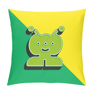 Personality  Alien Green And Yellow Modern 3d Vector Icon Logo Pillow Covers