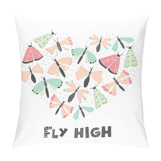 Personality  Set Of Vector Doodle Insects In Form Of The Heart Pillow Covers