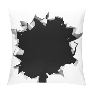 Personality  Dark Destruction Cracked Hole In White Stone Wall Pillow Covers