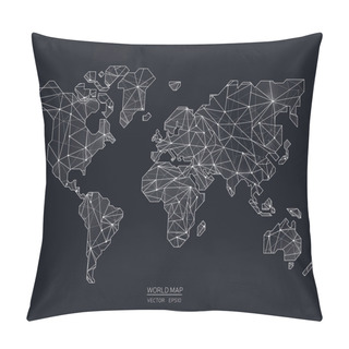 Personality  Vector World Map Illustration In Polygonal Style Pillow Covers